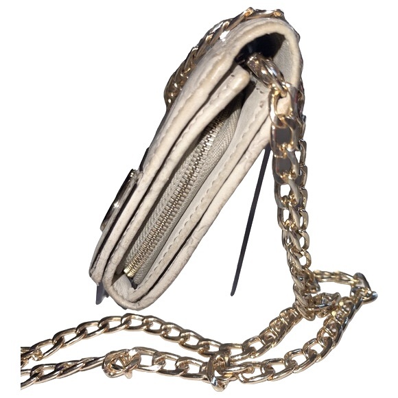 🤍 Gucci GG Guccisima Long Wallet Snap Zipper Gold GG with Chain WOC Bone Beige - Picture 8 of 13